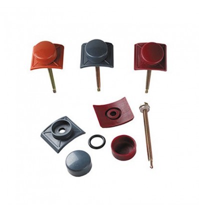 Πλαστική καλύπτρα (Κόκκινη ή Γκρί)+Βίδα ξύλου (6,3x75) ή Μετάλλου (6,3x50)_Διακοσμητικό καπάκι