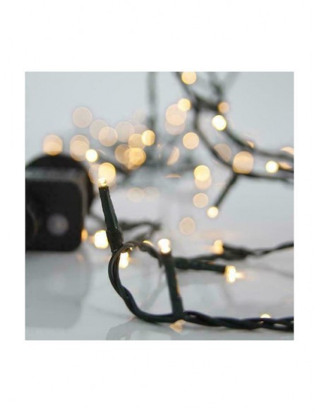 100 Λαμπάκια LED 4.95μ Θερμό Λευκό σε Σειρά με Πράσινο Καλώδιο και Προγράμματα Eurolamp 600-11501