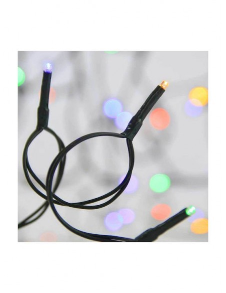 100 Λαμπάκια LED 4.95μ Πολύχρωμα σε Σειρά με Πράσινο Καλώδιο και Προγράμματα Eurolamp 600-11502
